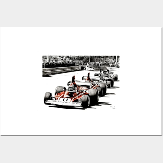 Clay Regazzoni & Niki Lauda. Ferrari 312B3. Monaco Wall Art by oleynik